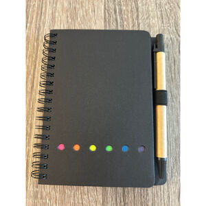 Kraft Spiral Notebook with Rainbow Accent and Pen (Black)